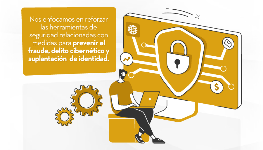 Nos enfocamos en reforzar las herramientas de seguridad relacionadas con medidas para prevenir el fraude, delito cibernético y suplantación  de identidad.