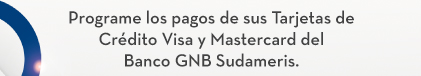 Programe los pagos de sus Tarjetas de Crédito Visa y Mastercard del Banco GNB Sudameris.
