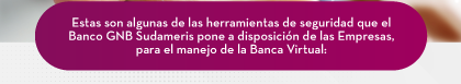 Estas son algunas de las herramientas de seguridad que el banco gnb sudameris pone a disposición de las empresas, para el manejo de la banca virtual: