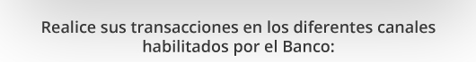 Realice sus transacciones en los diferentes canales habilitados por el Banco: