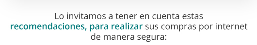 Lo invitamos a tener en cuenta estas recomendaciones, para realizar sus compras por internet de manera segura: