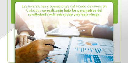 Las inversiones y operaciones del Fondo de Inversión Colectiva se realizarán bajo los parámetros del rendimiento más adecuado y de bajo riesgo.