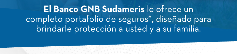 El Banco GNB Sudameris le ofrece un completo portafolio de seguros*, diseñado para brindarle protección a usted y a su familia.