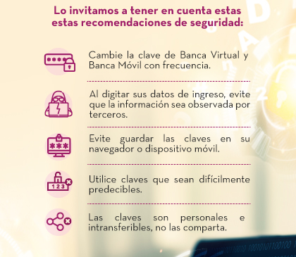 Lo invitamos a tener en cuenta estas recomendaciones de seguridad:
