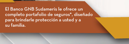 El Banco GNB Sudameris le ofrece un completo portafolio de seguros*, diseñado para brindarle protección a usted y a su familia.