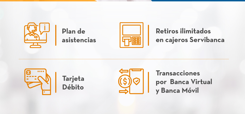Transferencias de fondos desde y hacia cualquier entidad financiera. - Tarjeta Débito Visa sin cobro de cuota de manejo. - Transacciones ilimitadas en la Red verde de Cajeros Servibanca a nivel Nacional. - Consignaciones en efectivo y/o cheque local en cualquier oficina a nivel nacional. - Retiros por ventanilla en cualquier oficina a nivel nacional.