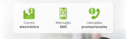 Correo electrónico | Mensajes SMS | Llamadas promocionales