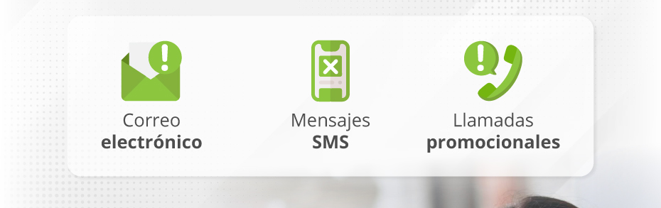Correo electrónico | Mensajes SMS | Llamadas promocionales