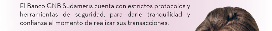 El Banco GNB Sudameris cuenta con estrictos protocolos y herramientas de seguridad, para darle tranquilidad y confianza al momento de realizar sus transacciones.